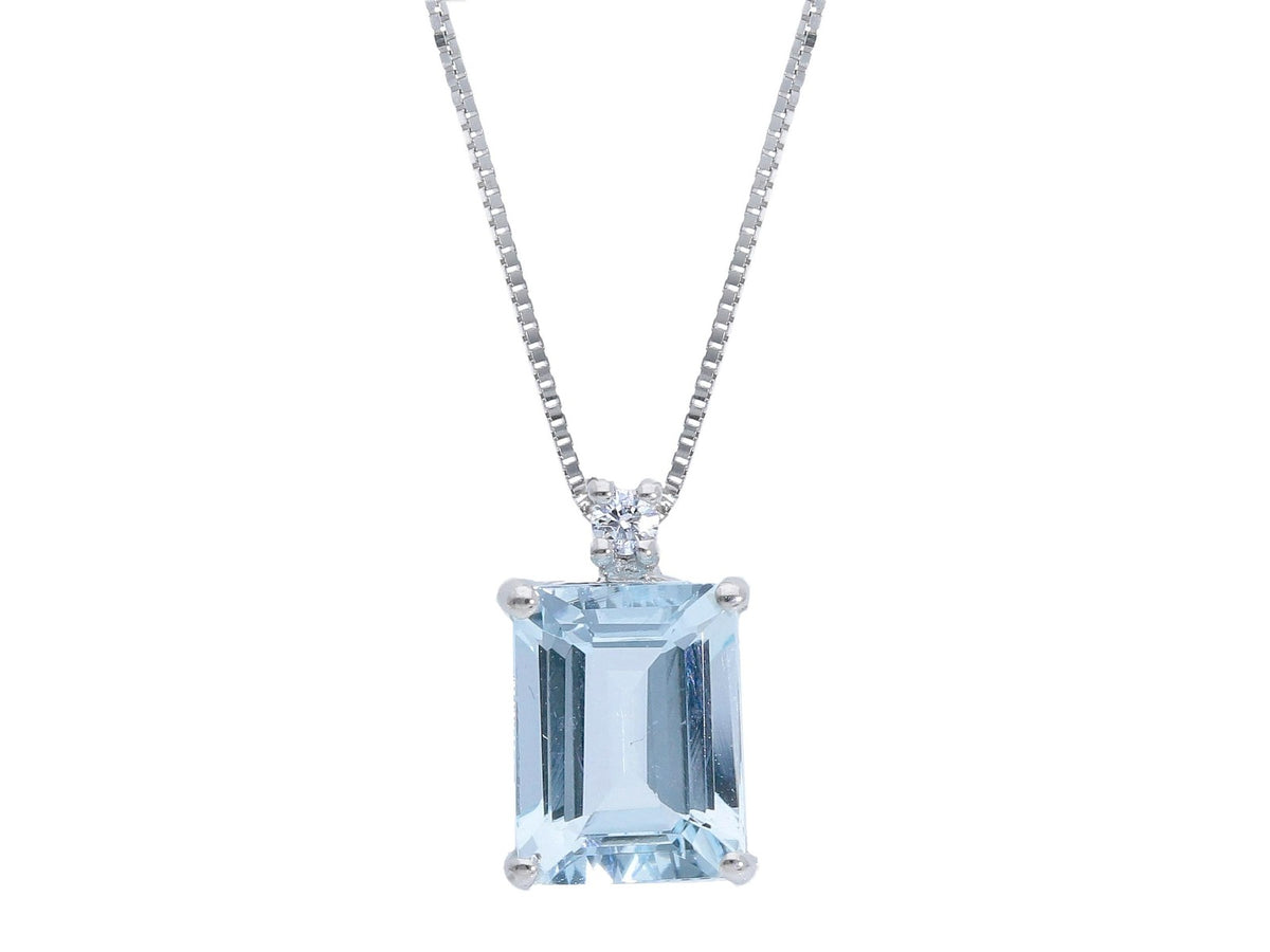 Maiocchi Milano Girocollo Oro Bianco, Diamante e Acquamarina ct 1,22