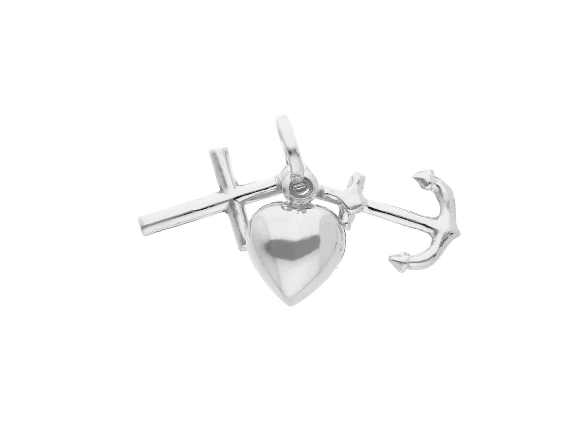 Faith Hope Charity Pendant in 18kt White Gold