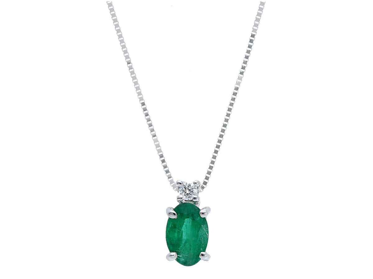 Necklace with Diamond and Emerald ct 0.40