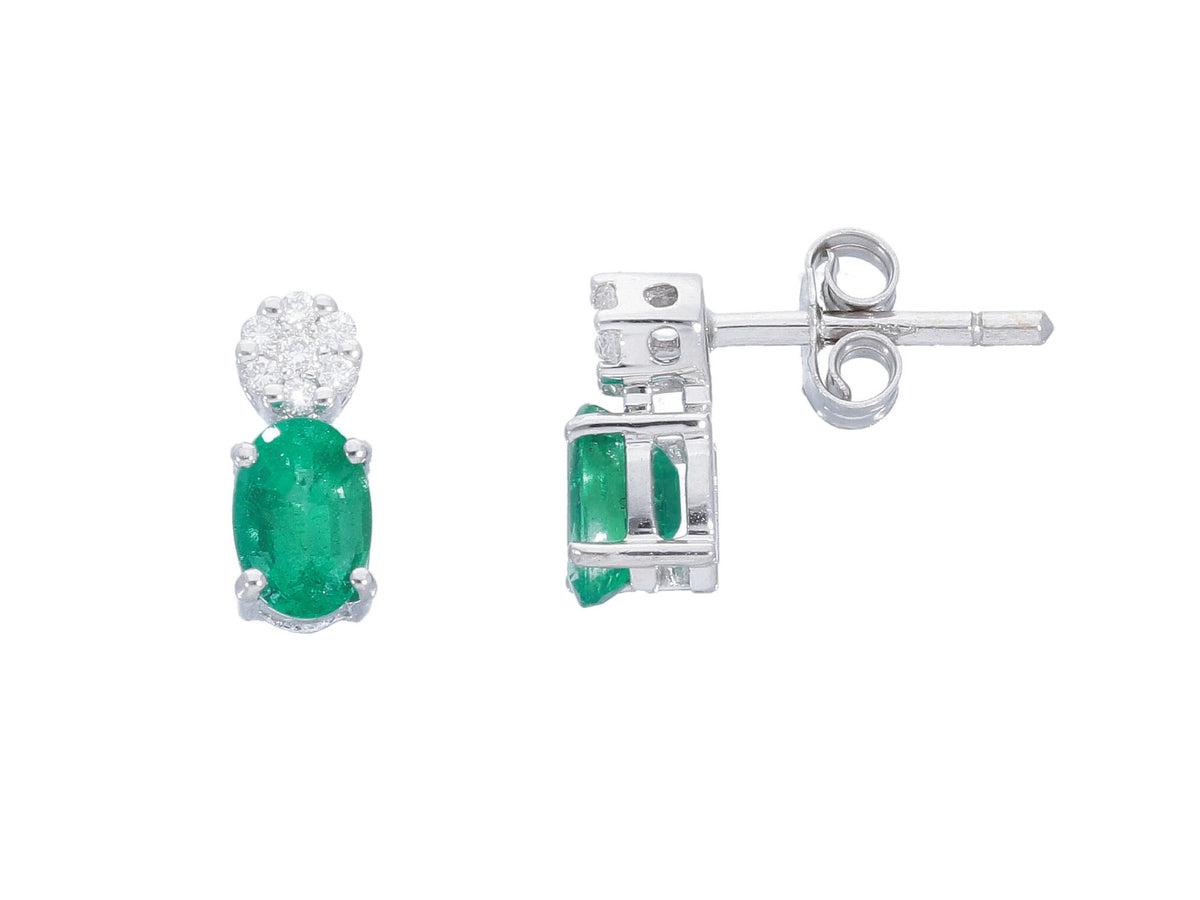 Orecchini  bianco 18kt con Diamanti e Smeraldi ct 0.80