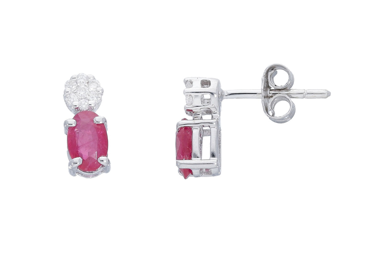 Earrings with Diamonds and Rubies ct 1.00