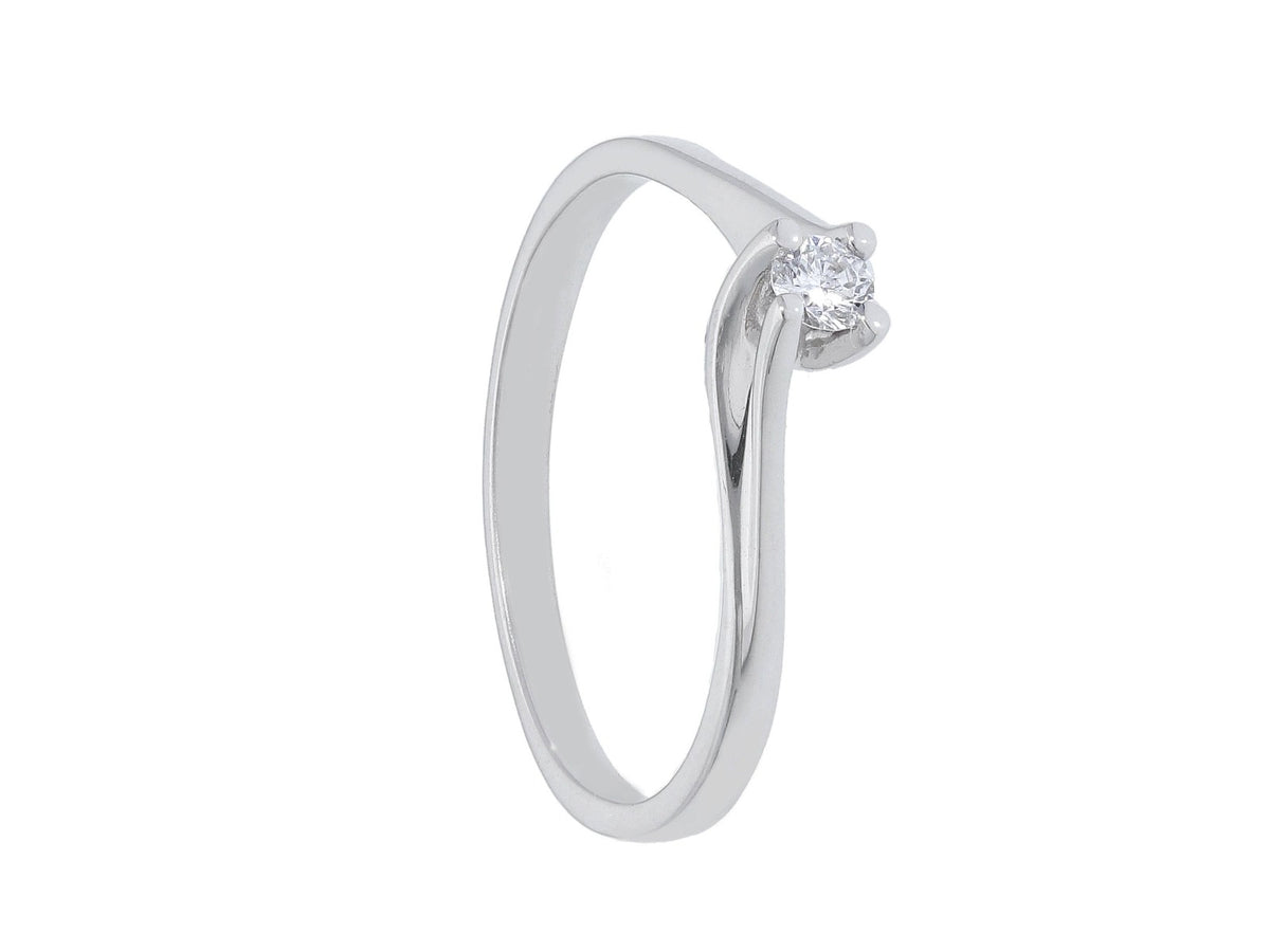 Maiocchi Milano Anello Solitario Oro Bianco e Diamante ct 0,09 G SI
