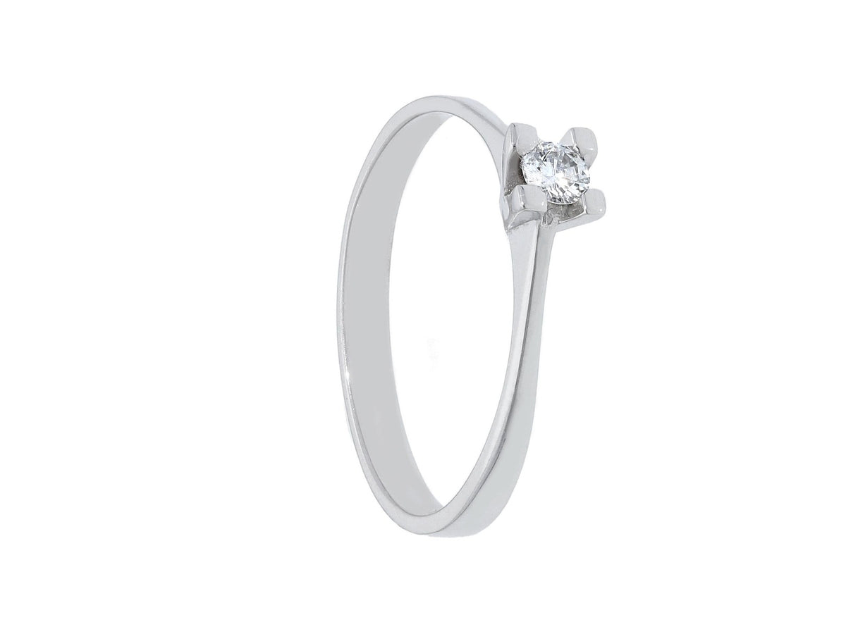 Maiocchi Milano Anello Solitario Oro Bianco e Diamante ct 0,09 G SI