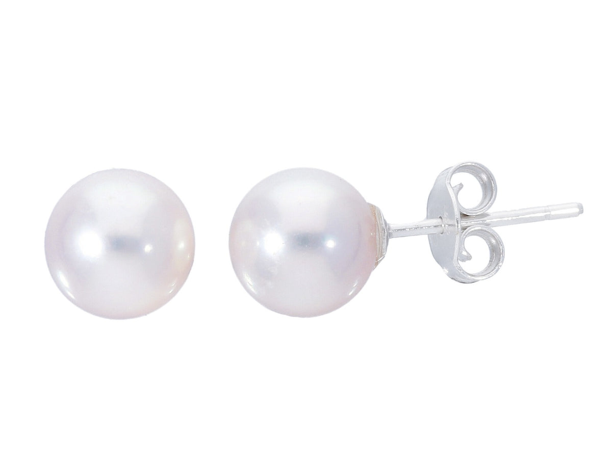 Earrings with Akoya pearls 8 x 8.5 mm
