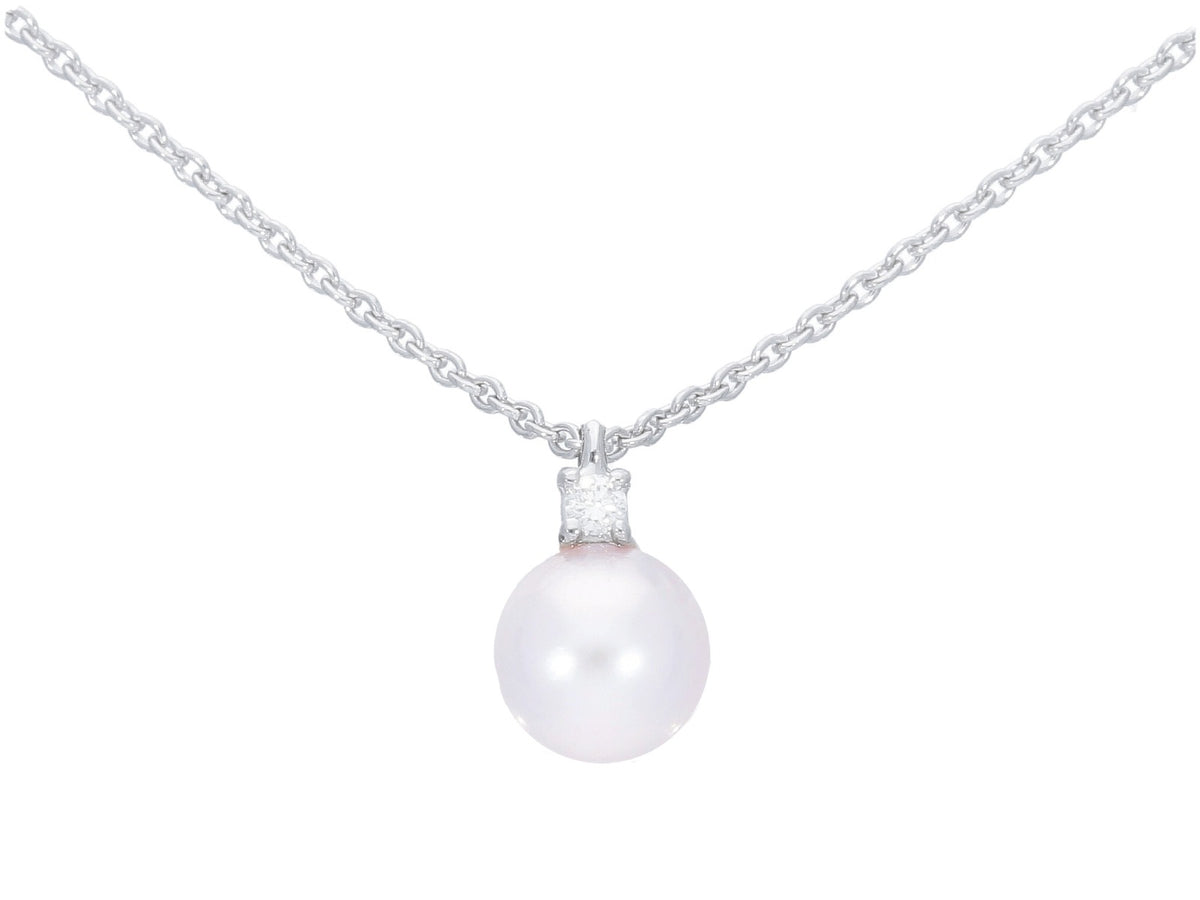 Choker with Diamond and Akoya Pearl 6.5 x 7 mm