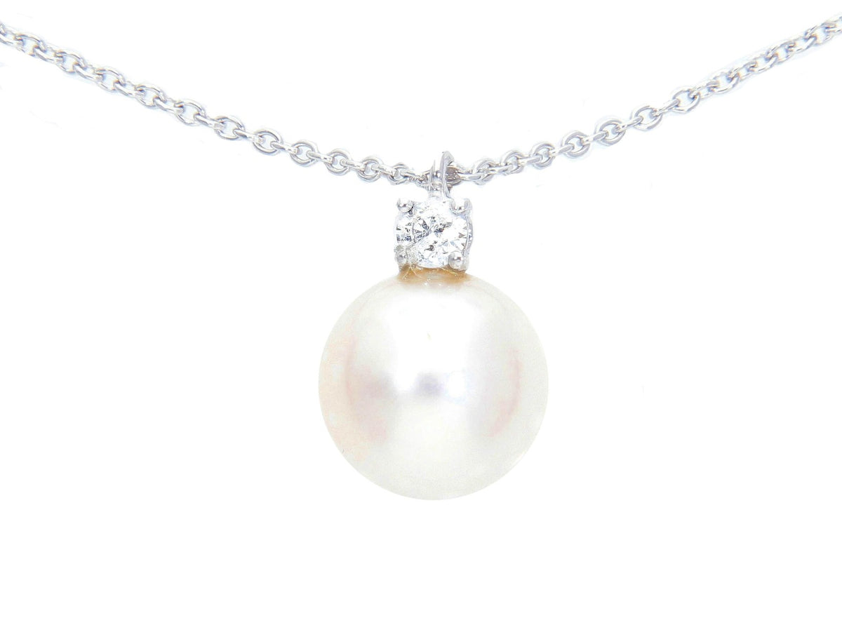 Collana con Diamante e Perle Fresh Water mm 9.5 x 10
