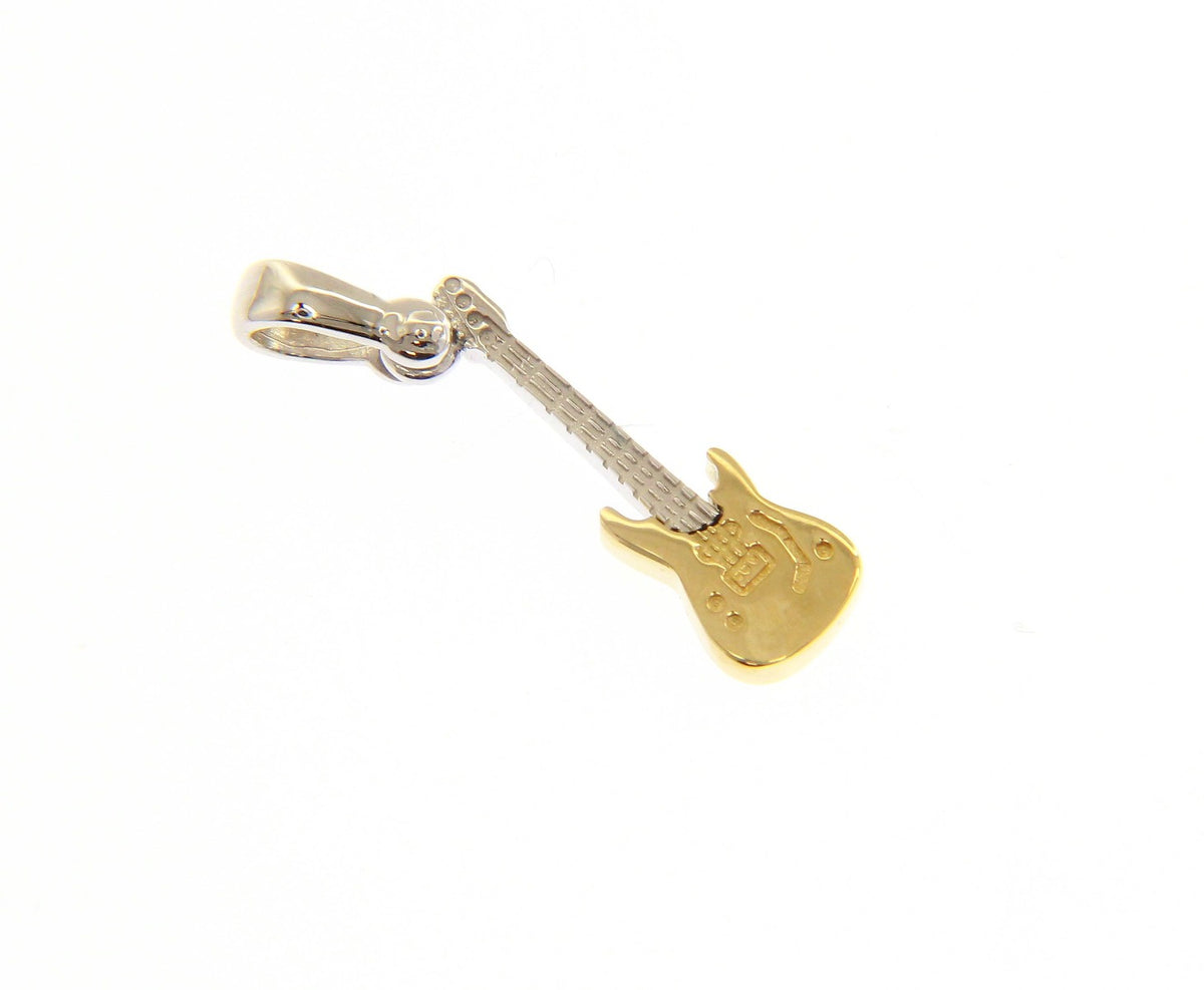 Electric Guitar Pendant in 18kt Yellow and White Gold