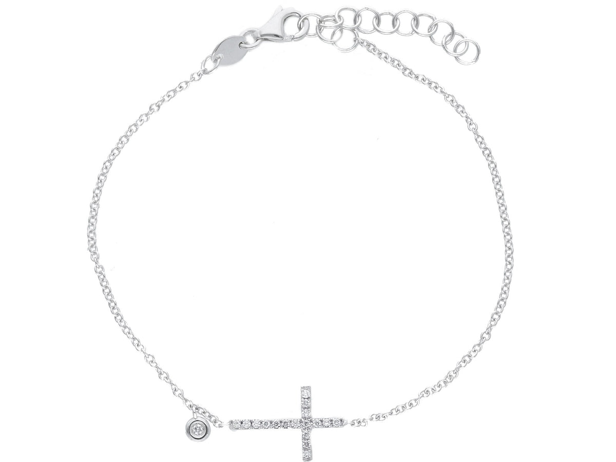 Maiocchi Milano White Gold Cross Bracelet with Diamonds