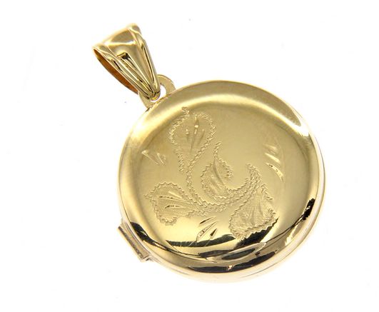 Round Photo Pendant in 18kt Yellow Gold
