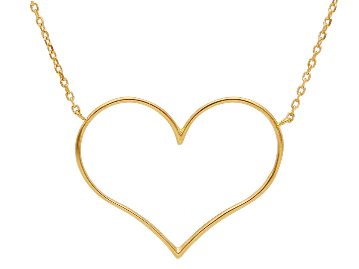 Yellow Gold Choker with Wire Heart