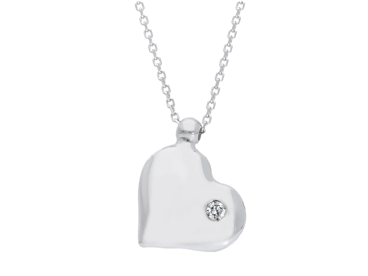 Heart Necklace in White Gold and Diamond ct 0.02 G