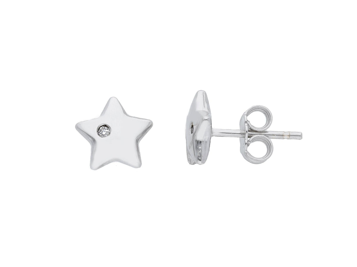 Star earrings with diamonds 0.01 ct G