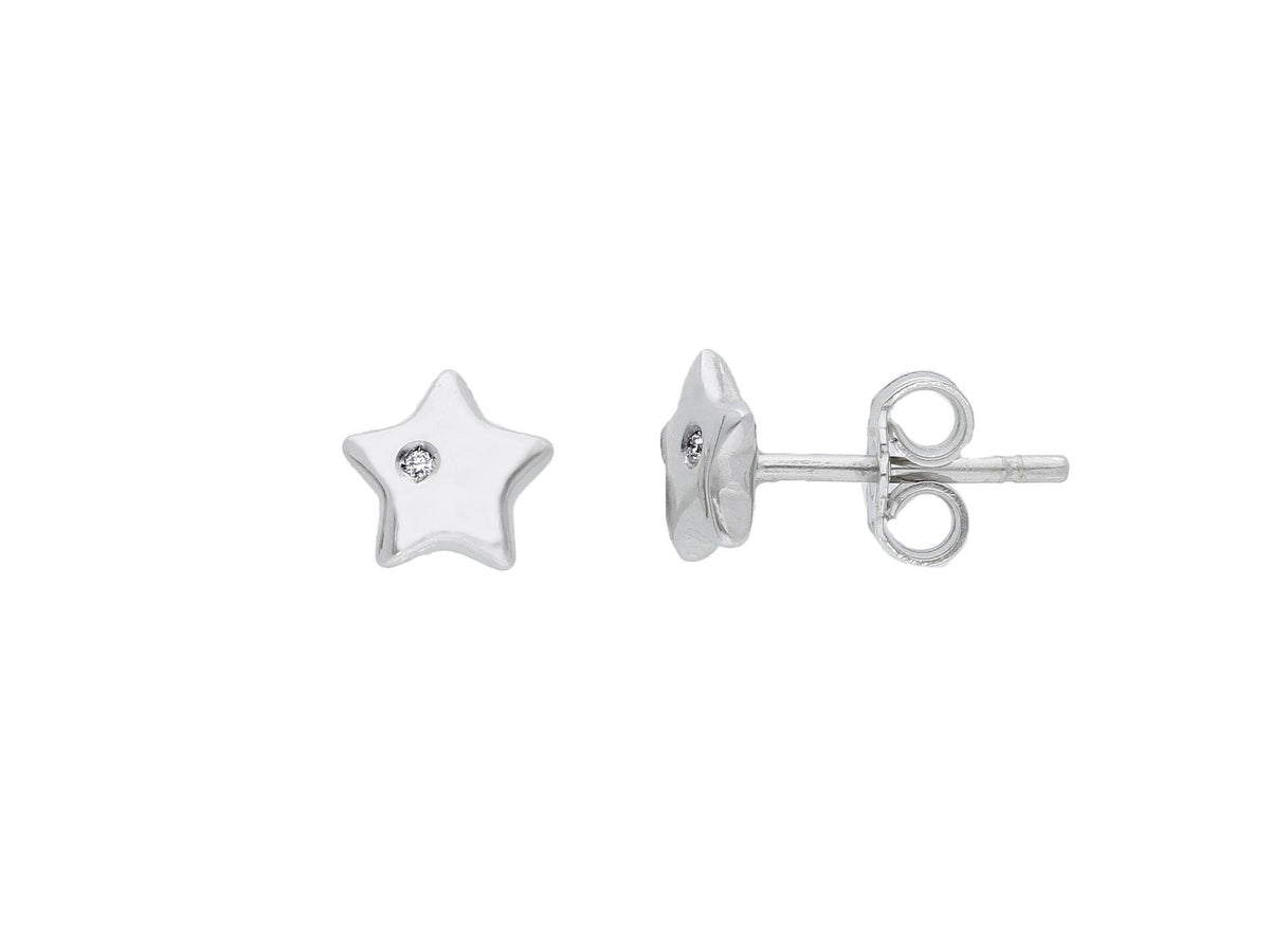 Star earrings with diamonds 0.02 ct G