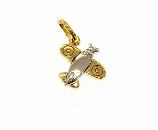Airplane Pendant in 18kt Yellow and White Gold