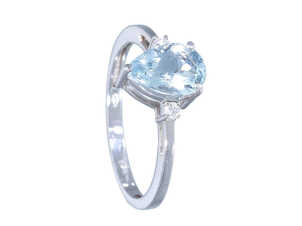 Ring with Diamonds and Aquamarine ct 1.12