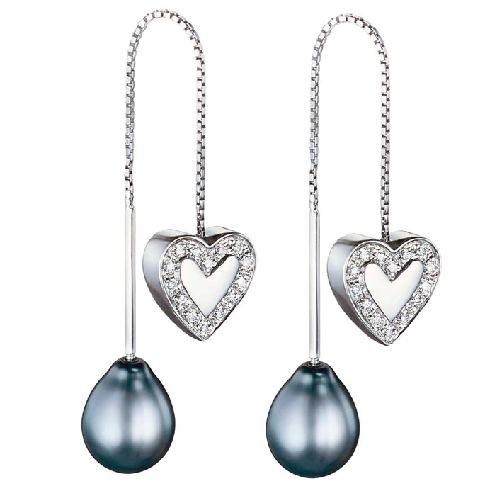 Salvini Estro earrings in white gold, diamonds and pearls