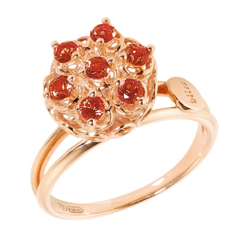 Bliss Bi Charm Ring in Rose Gold and Garnet