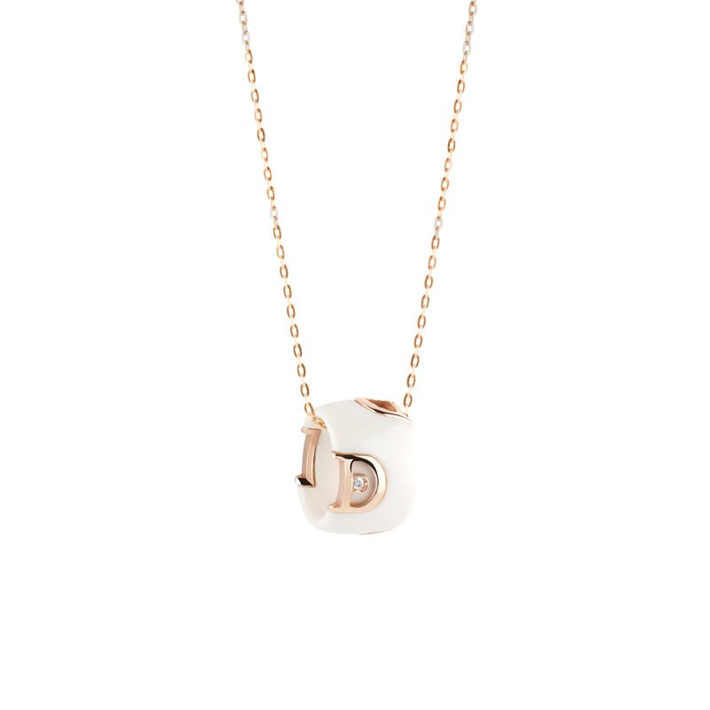 Damiani D.Icon Necklace in White Ceramic, Rose Gold and Diamond