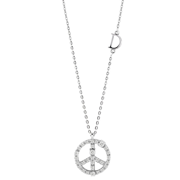 Damiani Collana Mini Simboli Pace in Oro Bianco e Diamanti