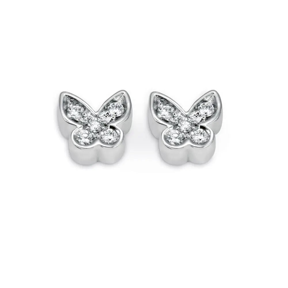 Salvini Be Happy Butterfly Earrings in 9kt White Gold and Diamonds
