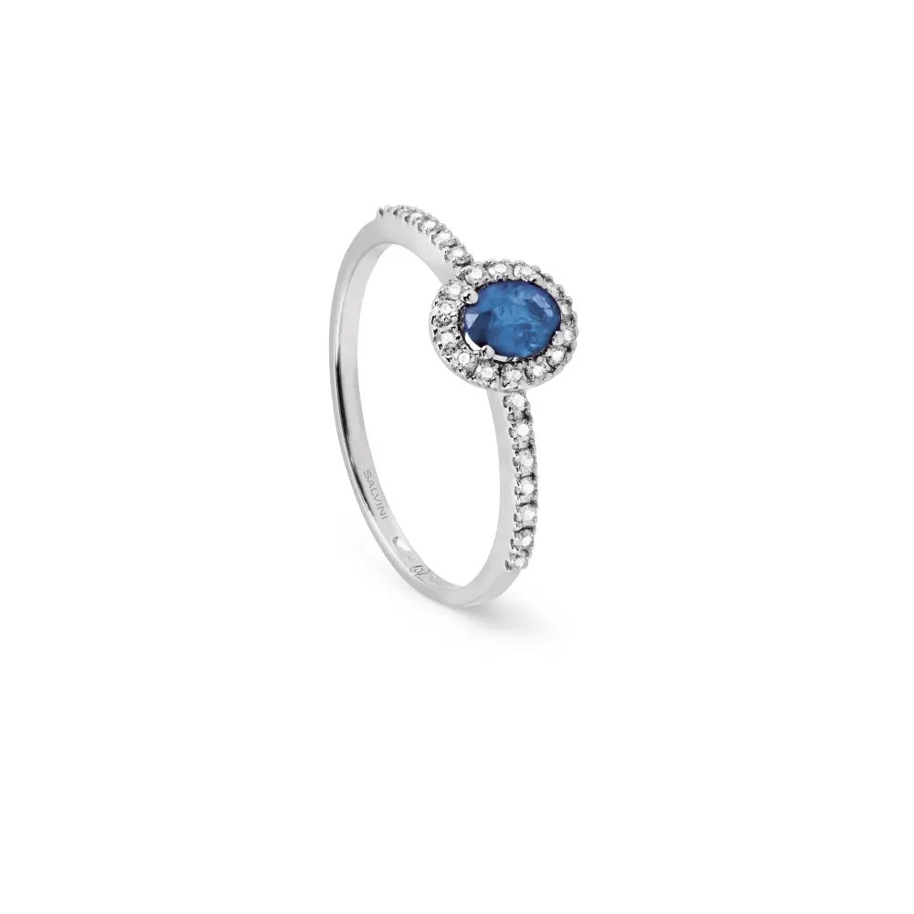 Salvini Dora Ring in White Gold with Diamonds and Sapphire