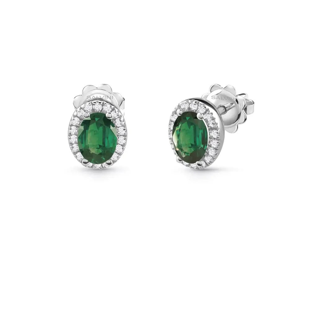 Salvini Dora Earrings in White Gold, Diamonds and Emeralds