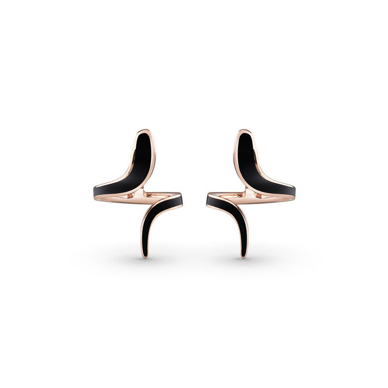 Damiani Eden Earrings in Black Ceramic, Rose Gold and Diamonds