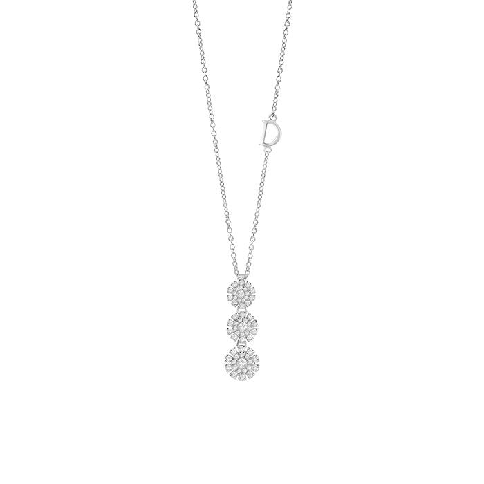 Damiani Collana 3 Margherite in Oro Bianco e Diamanti