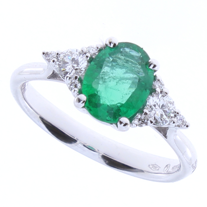 Salvini Diamond and Emerald Ring 0.72 ct