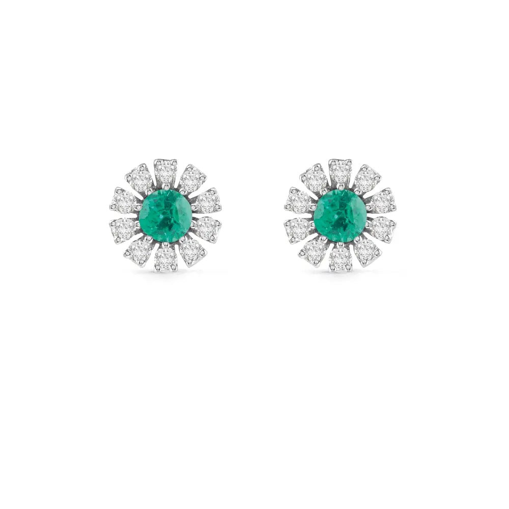 Damiani Margherita Earrings in White Gold, Diamonds and Emeralds