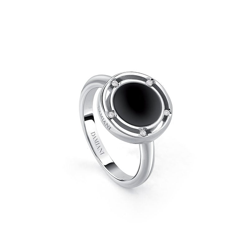 Damiani Anello D.Side in Oro Bianco Onice e Diamanti