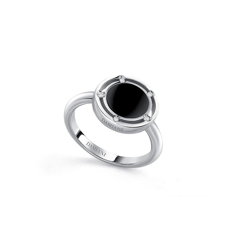 Damiani Anello D.Side in Oro Bianco Onice e Diamanti
