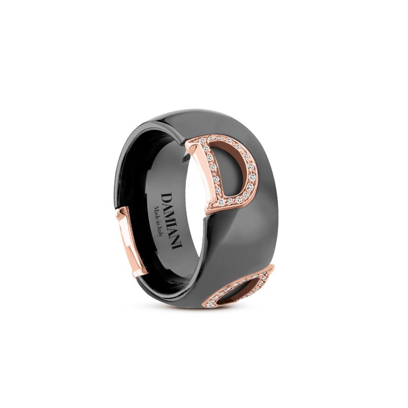 Damiani D.Icon Ring in Brown Ceramic, Rose Gold and Diamonds