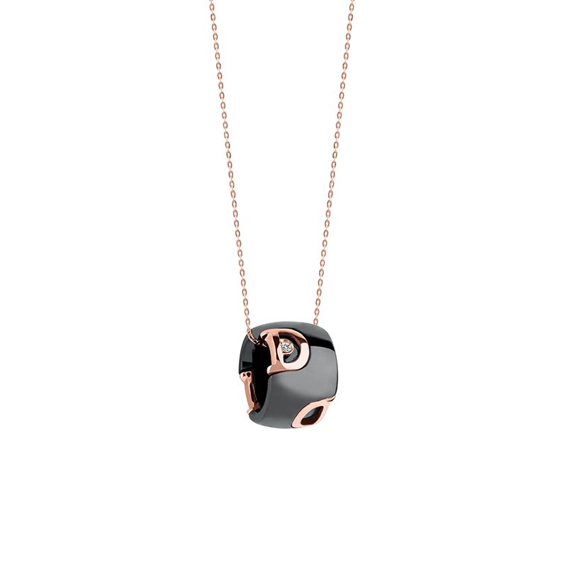Damiani D.Icon Necklace in Black Ceramic, Rose Gold and Diamond
