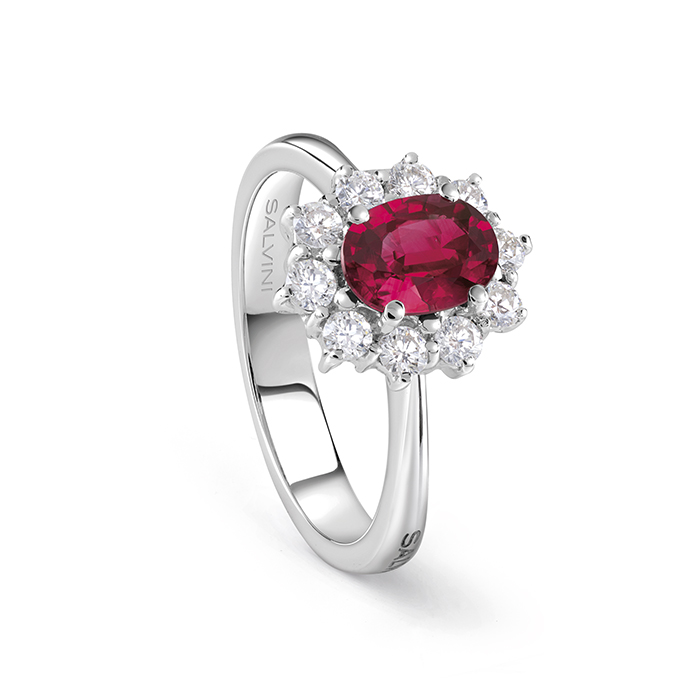 Salvini Diamond and Ruby Ring 0.77 ct