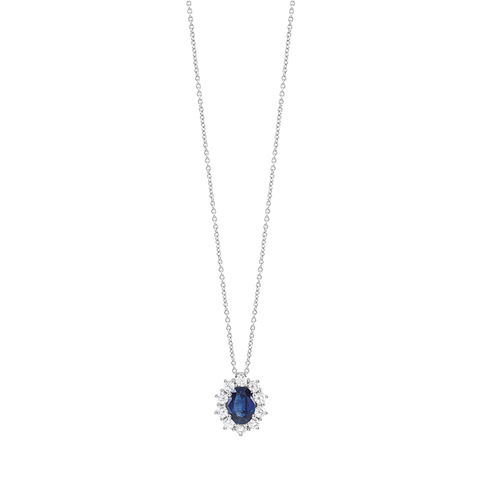 Salvini White Gold Necklace with Diamonds and Sapphire