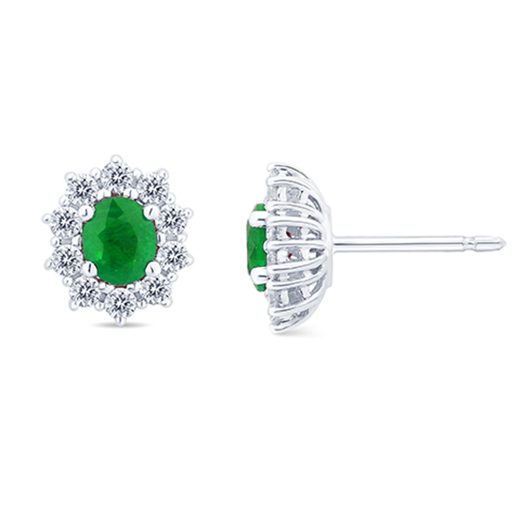 Salvini White Gold Earrings with Diamonds and Emeralds