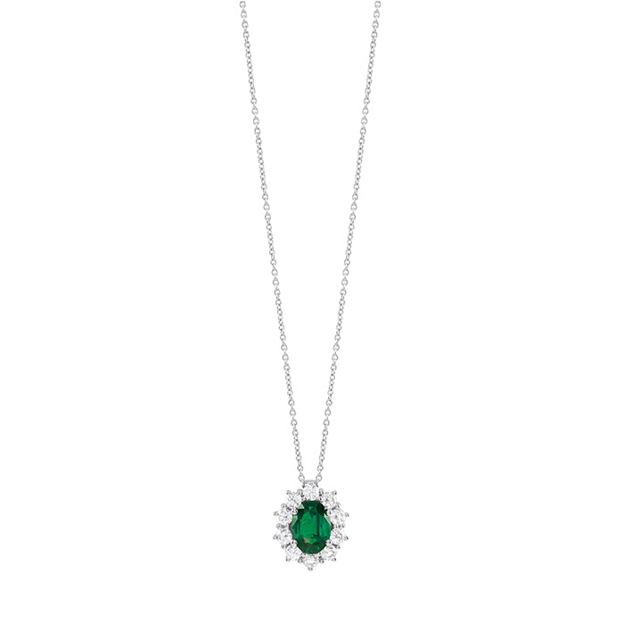 Salvini White Gold Necklace with Diamonds and Emerald