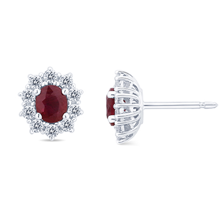 Salvini White Gold Earrings with Diamonds and Rubies