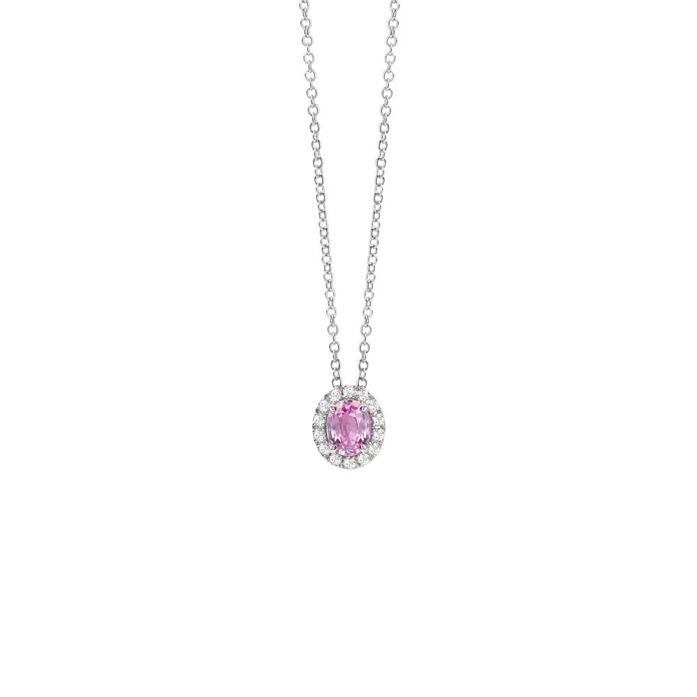 Salvini Dora Necklace White Gold Diamonds and Pink Sapphire