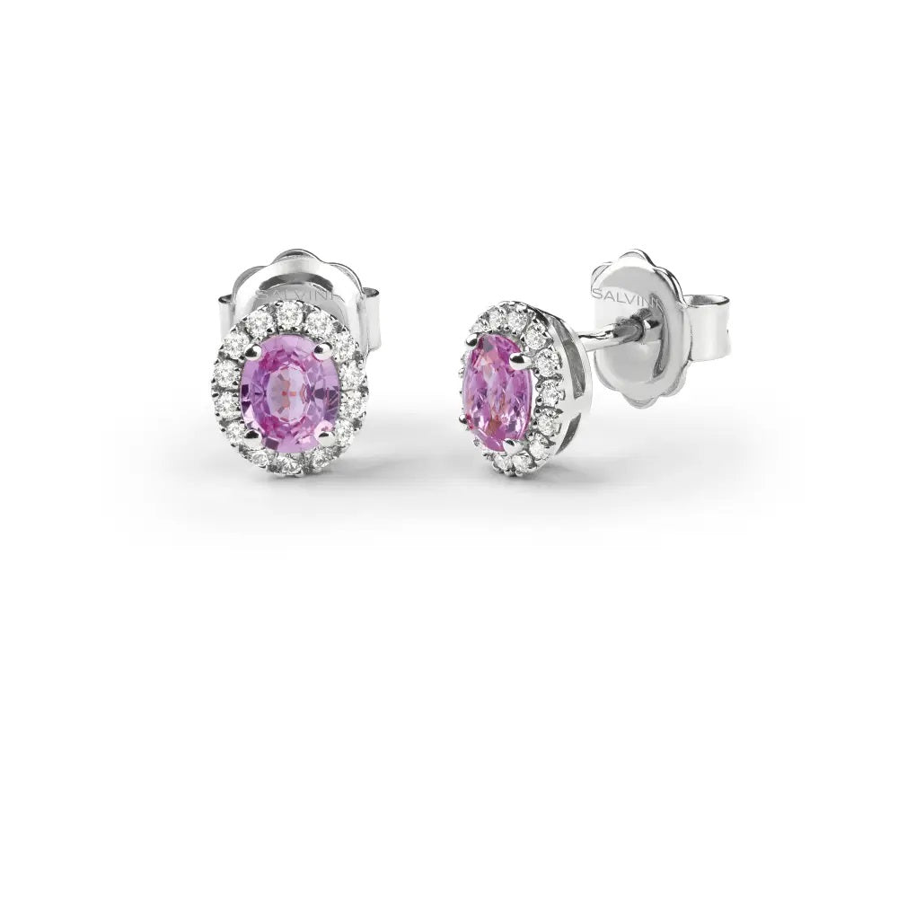 Salvini Dora Earrings in White Gold with Diamonds and Pink Sapphires