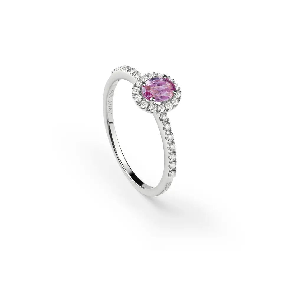 Salvini Dora Ring in White Gold with Diamonds and Pink Sapphire