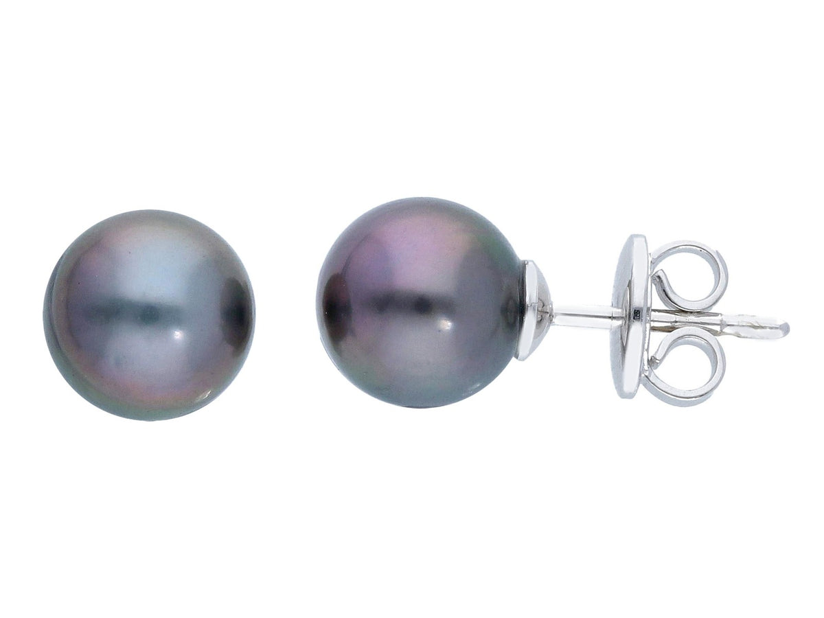 Earrings with 8 mm Tahitian pearls