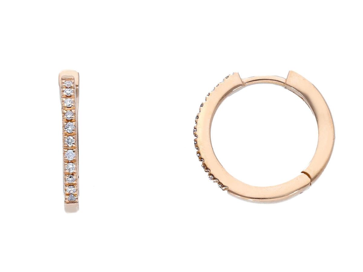 Orecchini a Cerchio Oro Rosa 18kt con Diamanti ct 0.08