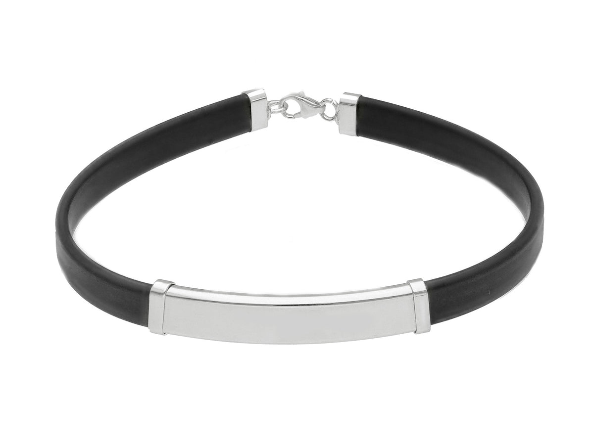 Rubber bracelet with 18kt white gold plate