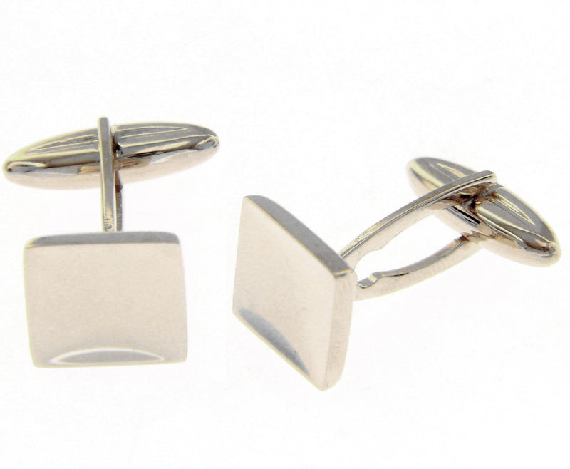  Concave Square Cufflinks in 18kt White Gold