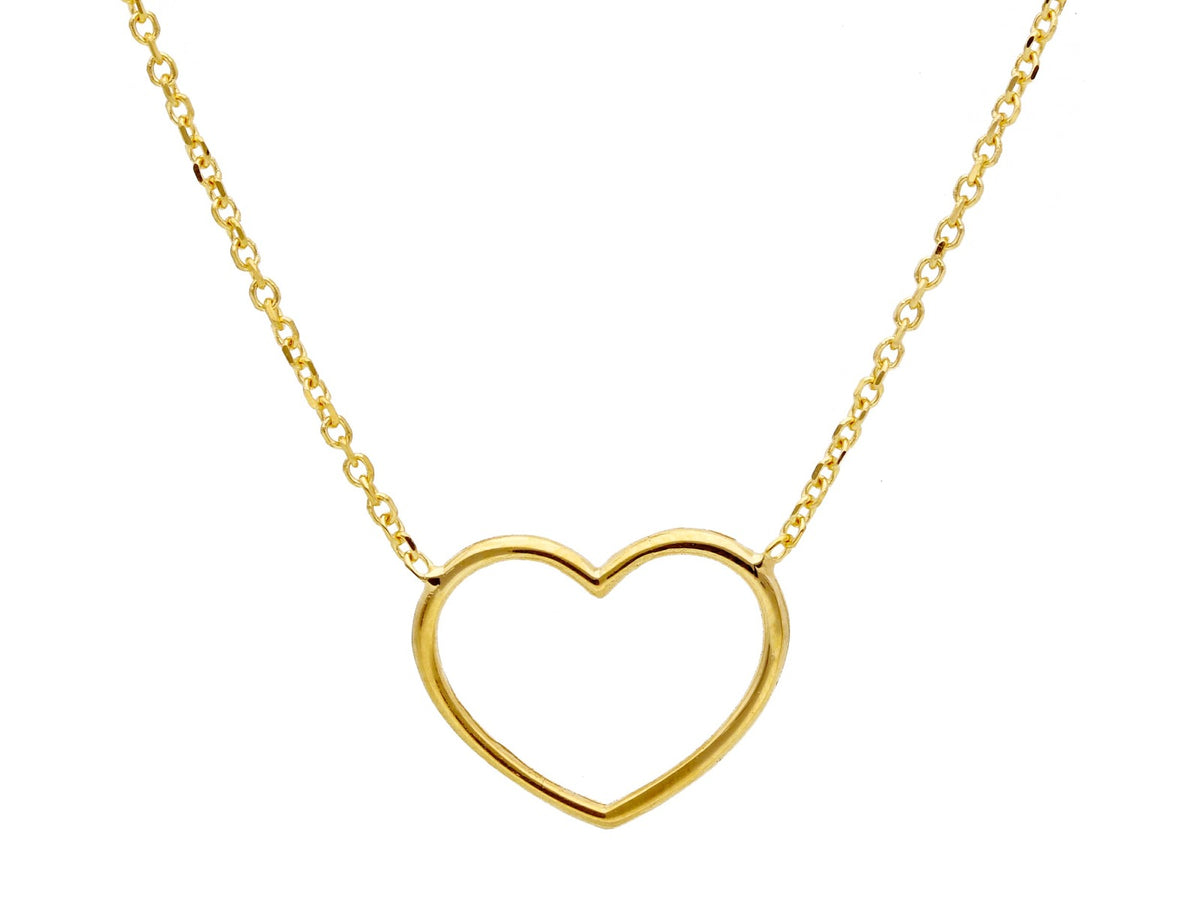 Yellow Gold Choker with Wire Heart