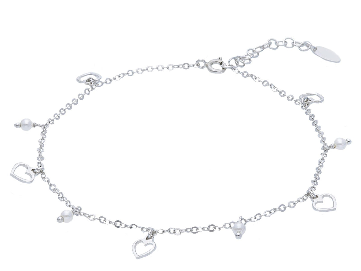 Maiocchi Silver Hearts Anklet Silver
