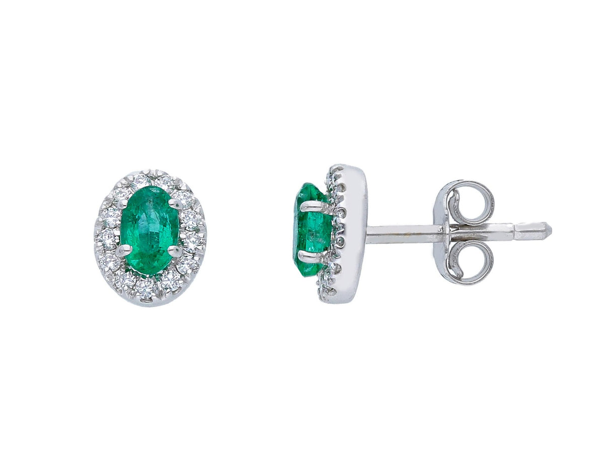 Earrings with Diamonds and Emeralds 0.46 ct
