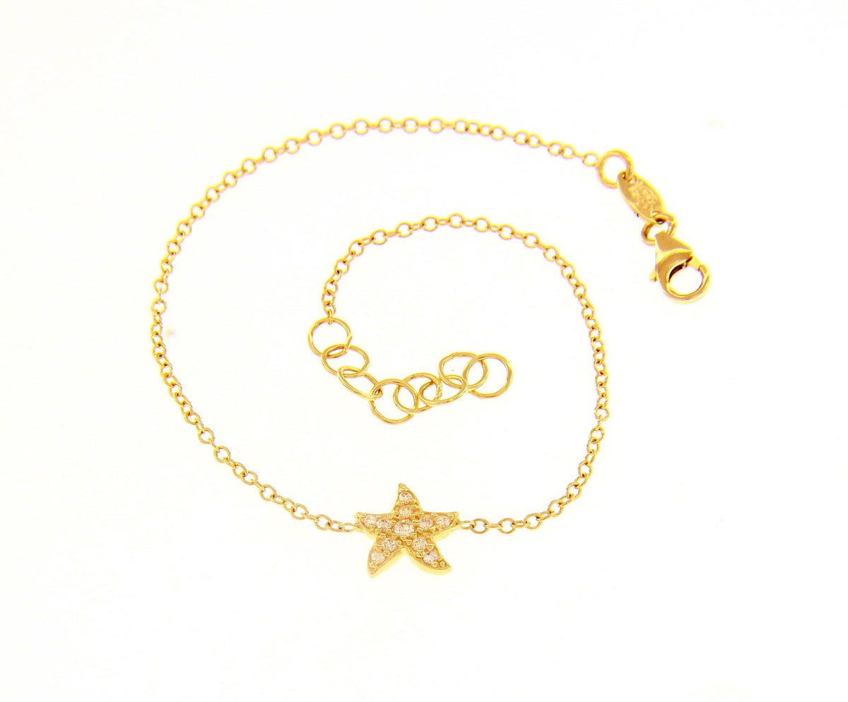 Starfish Bracelet in 18kt Yellow Gold and Zircons